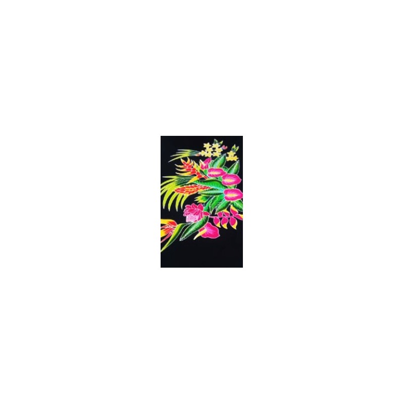 Paréo noir fleurs tropicales