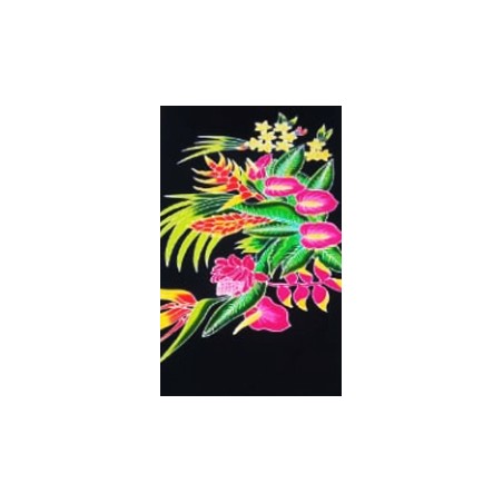 Paréo noir fleurs tropicales Paréo noir fleurs tropicales