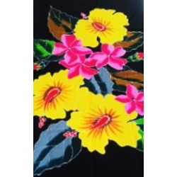 Paréo noir hibiscus