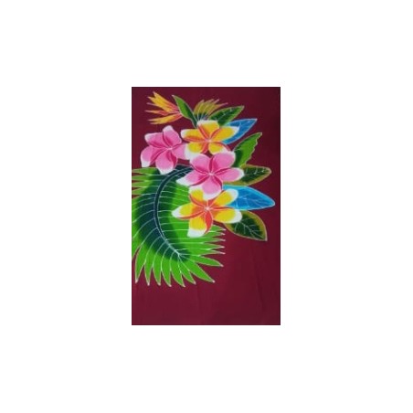 Paréo bordeaux fleurs de frangipanier jaune rose Paréo bordeaux fleurs de frangipanier jaune rose