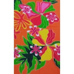Paréo orange fleurs tropicales