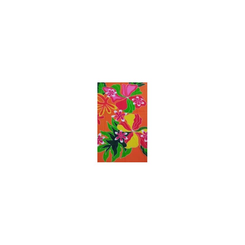 Paréo orange fleurs tropicales