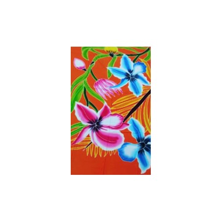 Paréo orange fleurs tropicales rose bleu Paréo orange fleurs tropicales rose bleu
