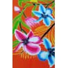 Paréo orange fleurs tropicales rose bleu