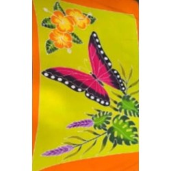 Paréo jaune papillon rose
