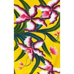 Paréo jaune fleurs tropicales