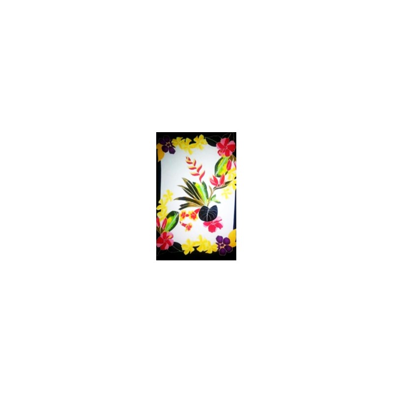 Paréo blanc noir fleurs tropicales