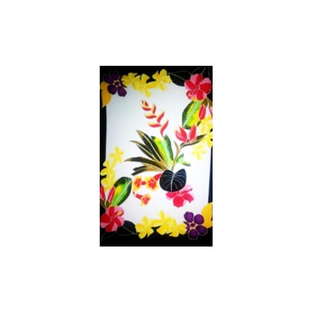 Paréo blanc noir fleurs tropicales Paréo blanc noir fleurs tropicales