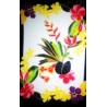 Paréo blanc noir fleurs tropicales