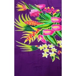 Paréo violet fleurs tropicales