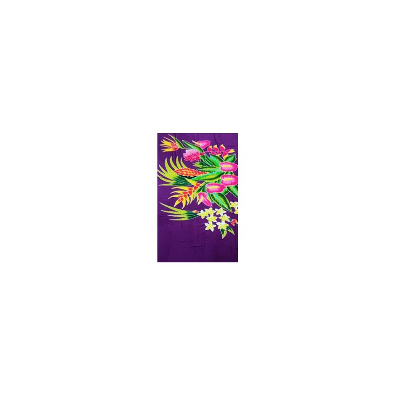 Paréo violet fleurs tropicales