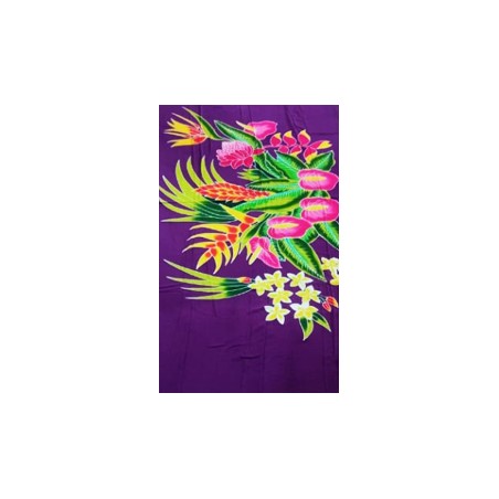 Paréo violet fleurs tropicales Paréo violet fleurs tropicales