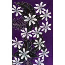 Paréo violet fleurs de tiaré