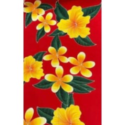 Paréo rouge fleurs tropicales jaune