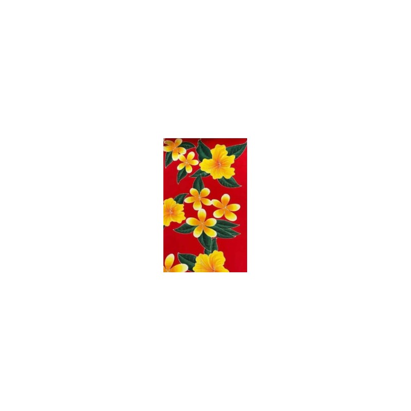 Paréo rouge fleurs tropicales jaune