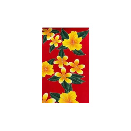 Paréo rouge fleurs tropicales jaune Paréo rouge fleurs tropicales jaune