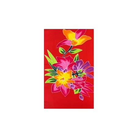 Paréo rouge fleurs tropicales Paréo rouge fleurs tropicales