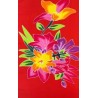 Paréo rouge fleurs tropicales