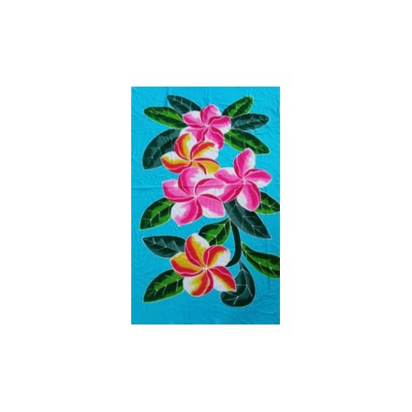 Paréo bleu turquoise fleurs de frangipanier Paréo bleu turquoise fleurs de frangipanier
