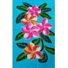 Paréo bleu turquoise fleurs de frangipanier