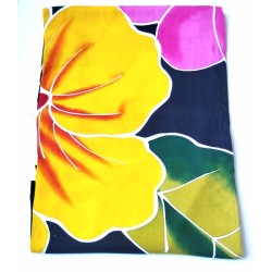 Paréo noir hibiscus