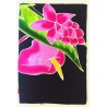 Paréo noir fleurs tropicales