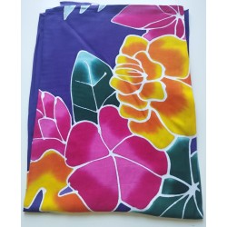 Paréo violet fleurs tropicales multicolores 1