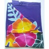 Paréo violet fleurs tropicales multicolores