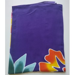 Paréo violet fleurs tropicales multicolores