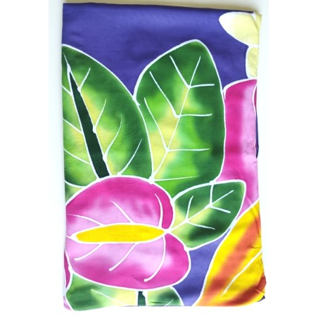 Paréo violet fleurs tropicales Paréo violet fleurs tropicales