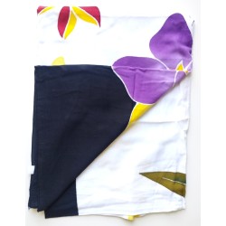 Paréo blanc noir fleurs tropicales