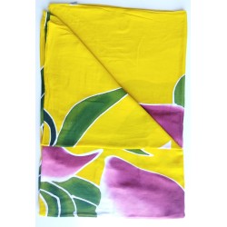 Paréo jaune fleurs tropicales