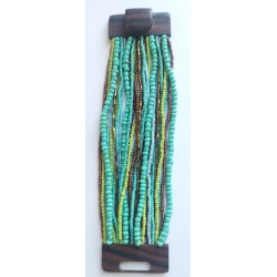 Bracelet avec fermoir bois XL vert turquoise 1