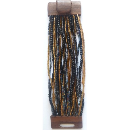 copy of Bracelet avec fermoir bois XL noir doré