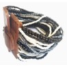 Bracelet avec fermoir bois XL noir blanc