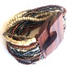Bracelet avec fermoir bois XL crème marron bleu