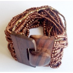 Bracelet avec fermoir bois XL marron cuivre