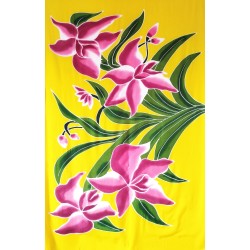 Paréo jaune fleurs tropicales