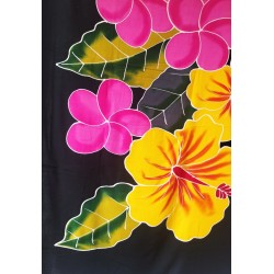 Paréo noir hibiscus femme