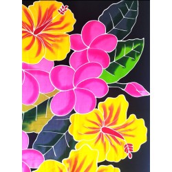 Paréo noir hibiscus femme