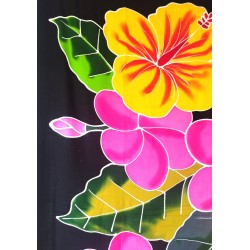 Paréo noir hibiscus femme