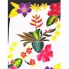 Paréo blanc noir fleurs tropicales