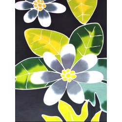 Paréo noir fleurs de tiaré 1