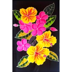 Paréo noir hibiscus