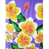 Paréo violet fleurs de frangipanier jaune