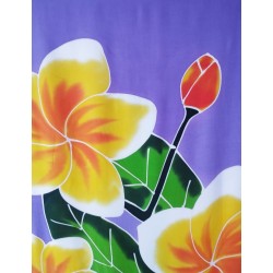 Paréo violet fleurs de frangipanier jaune