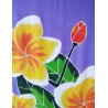 Paréo violet fleurs de frangipanier jaune
