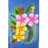 Paréo bleu fleurs de frangipanier jaune rose