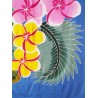Paréo bleu fleurs de frangipanier jaune rose