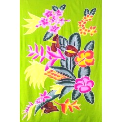 Paréo vert fleurs tropicales 1